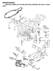 Drive Diagram and Parts List for ICT19A (954130068)(2002-02) Jonsered Lawn Tractor