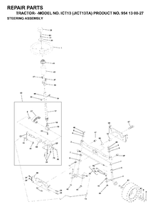 Steering Diagram and Parts List for ICT13 (954130027)(1999-03) Jonsered Lawn Tractor