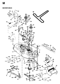 Mower Deck / Cutting Deck Diagram and Parts List for LT13 1998-01 Jonsered Lawn Tractor