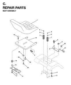 Seat Diagram and Parts List for LT15 (954820221)(1996-01) Jonsered Lawn Tractor