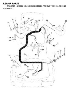 Electrical Diagram and Parts List for LR13 (954130023)(1998-12) Jonsered Lawn Tractor