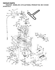 Mower Deck / Cutting Deck Diagram and Parts List for LT16 (954130060-A)(2002-06) Jonsered Lawn Tractor