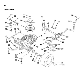 Transmission Diagram and Parts List for LRH13 1997-04 Jonsered Lawn Tractor