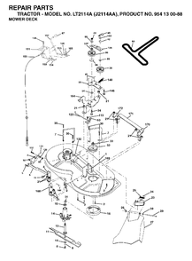 Mower Deck / Cutting Deck Diagram and Parts List for LT2114A (954130088)(2003-01) Jonsered Lawn Tractor