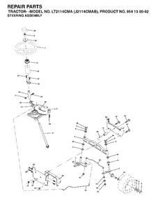 Steering Diagram and Parts List for LT2114CMA (954130092-B)(2003-01) Jonsered Lawn Tractor
