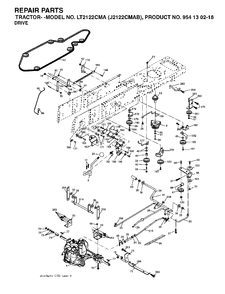 Drive Diagram and Parts List for LT2122CMA (954130218)(2004-06) Jonsered Lawn Tractor