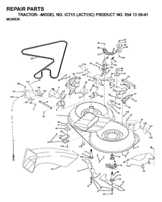 Mower Deck / Cutting Deck Diagram and Parts List for ICT15 (954130041)(2000-04) Jonsered Lawn Tractor