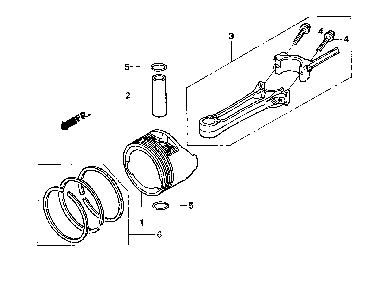 Piston and connecting rod Diagram and Parts List for L4721-96795730100  Jonsered Lawn Mower
