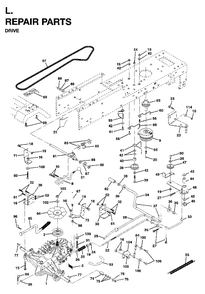 Drive Diagram and Parts List for LTH15 (954820171)(1996-01) Jonsered Lawn Tractor