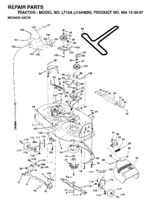 Mower Deck / Cutting Deck Diagram and Parts List for LT15A (954130037-H)(2001-01) Jonsered Lawn Tractor