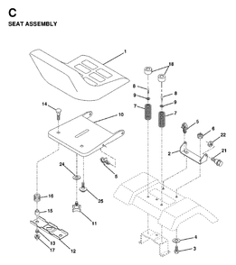 Seat Diagram and Parts List for LTH18 1998-04 Jonsered Lawn Tractor
