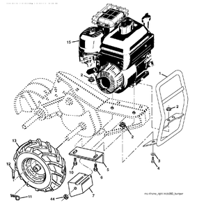 Mainframe Right Side Diagram and Parts List for J208D17 (960920036-00)(2015-11) Jonsered Tiller