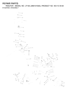 Steering Diagram and Parts List for LT14A (954130084)(2003-01) Jonsered Lawn Tractor