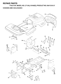 Chassis Enclosures Diagram and Parts List for LT15A (954130037-E)(2000-02) Jonsered Lawn Tractor