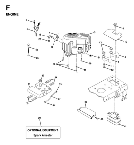 Engine Cutting Equipment Diagram and Parts List for LTH18 1998-04 Jonsered Lawn Tractor
