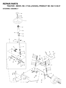 Steering Diagram and Parts List for LT15A (954130037-G)(2000-04) Jonsered Lawn Tractor
