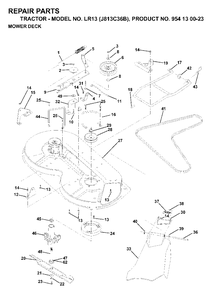 Mower Deck / Cutting Deck Diagram and Parts List for LR13 (954130023)(1998-12) Jonsered Lawn Tractor
