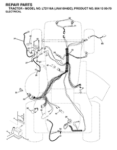 Electrical Diagram and Parts List for LT2116A (954130070)(2003-05) Jonsered Lawn Tractor