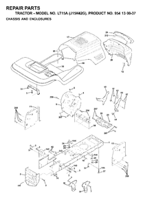 Chassis Enclosures Diagram and Parts List for LT15A (954130037-G)(2000-04) Jonsered Lawn Tractor