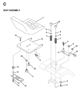 Seat Diagram and Parts List for LTH18 1998-02 Jonsered Lawn Tractor