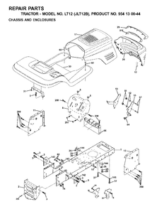 Chassis Enclosures Diagram and Parts List for LT12 (954130044)(2001-02) Jonsered Lawn Tractor