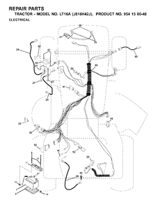 Electrical Diagram and Parts List for LT16A (954130048)(2001-02) Jonsered Lawn Tractor