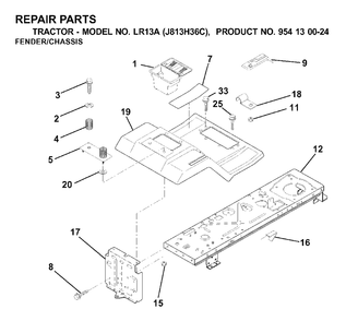 Chassis Enclosures Diagram and Parts List for LR13A (954130024)(2000-03) Jonsered Lawn Tractor