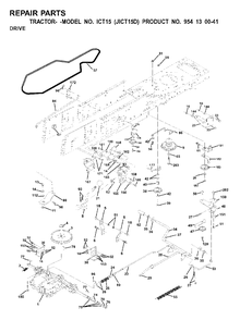 Drive Diagram and Parts List for ICT15 (954130041)(2001-01) Jonsered Lawn Tractor