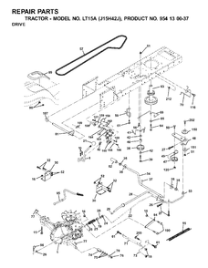 Drive Diagram and Parts List for LT15A (954130037-J)(2001-01) Jonsered Lawn Tractor
