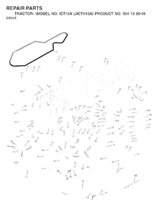 Drive Diagram and Parts List for ICT15A (954130049-A)(2001-02) Jonsered Lawn Tractor