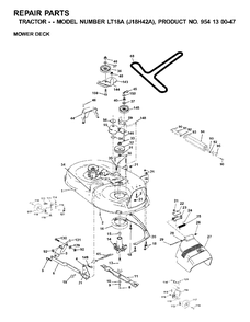 Mower Deck / Cutting Deck Diagram and Parts List for LT18A (954130047-A)(2001-01) Jonsered Lawn Tractor