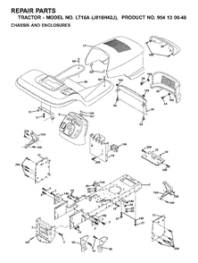 Chassis Enclosures Diagram and Parts List for LT16A (954130048)(2001-02) Jonsered Lawn Tractor