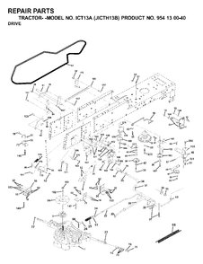 Drive Diagram and Parts List for ICT13A (954130040)(2000-04) Jonsered Lawn Tractor