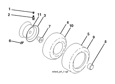 Wheels Tires Diagram and Parts List for 2754GTHI (960430191-00)(2013-12) Jonsered Lawn Tractor