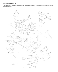 Mower Deck / Cutting Deck Diagram and Parts List for LT19A (954130078)(2002-09) Jonsered Lawn Tractor