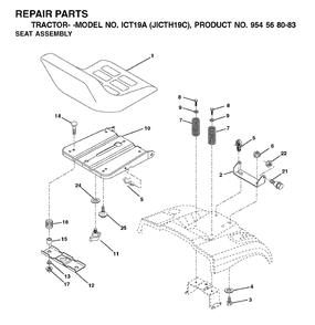 Seat Diagram and Parts List for ICT19A (954568083)(2002-06) Jonsered Lawn Tractor