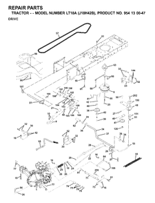 Drive Diagram and Parts List for LT18A (954130047-B)(2001-01) Jonsered Lawn Tractor