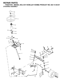 Steering Diagram and Parts List for LT2114CM (954130091)(2003-05) Jonsered Lawn Tractor