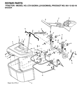 Bagger Diagram and Parts List for LT2122CMA (954130218)(2004-06) Jonsered Lawn Tractor