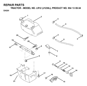 Dash Diagram and Parts List for LR12 (954130034)(2000-03) Jonsered Lawn Tractor