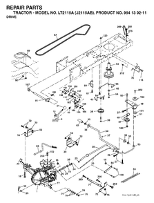 Drive Diagram and Parts List for LT2115A (954130211)(2004-06) Jonsered Lawn Tractor
