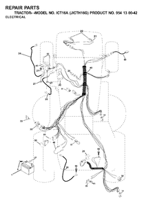 Electrical Diagram and Parts List for ICT16A (954130042-G)(2001-02) Jonsered Lawn Tractor