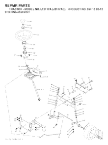 Steering Diagram and Parts List for LT2117A (954130212)(2004-01) Jonsered Lawn Tractor