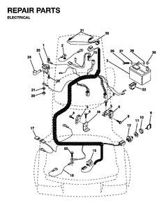 Electrical Diagram and Parts List for LRH13 1995-01 Jonsered Lawn Tractor