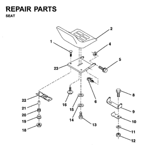 Seat Diagram and Parts List for LR10 1995-01 Jonsered Lawn Tractor