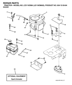 Engine Diagram and Parts List for LT2119CMA (954130094)(2003-05) Jonsered Lawn Tractor