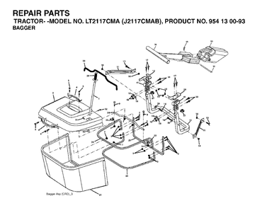 Bagger Diagram and Parts List for LT2117CMA (954130093)(2003-05) Jonsered Lawn Tractor