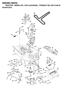 Mower Deck / Cutting Deck Diagram and Parts List for LTH16 (954130025)(1998-12) Jonsered Lawn Tractor