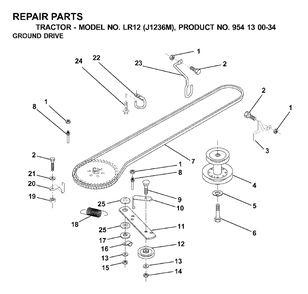 Drive Diagram and Parts List for LR12 (954130034)(2000-04) Jonsered Lawn Tractor