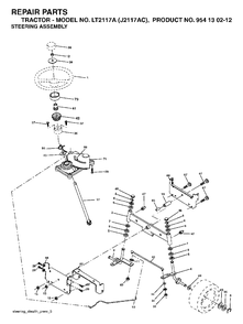 Steering Diagram and Parts List for LT2117A (954130212)(2004-06) Jonsered Lawn Tractor